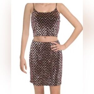 Just Polly Juniors Metallic Chevron Patterned Top and Skirt Set
